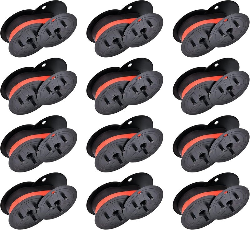 PIKTIME 12-Pack Canon Calculator Ribbon Red/Black – 18ft x 0.5in Sharp EL-1197PIII Ribbon – Compatible Ink for MP21DX MP1DX MP25DV MP27D and Other Models, Easy Installation, Long-Lasting Two-Color Printing - Image 1